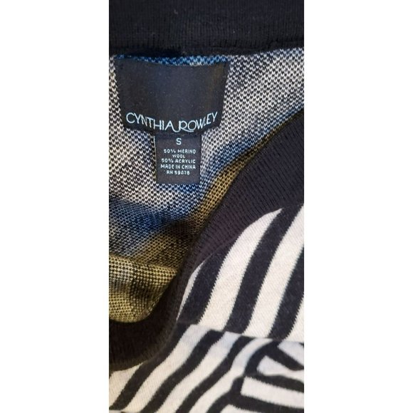 Cynthia Rowley Black White Striped Pull On Abstract Wool Blend Women's Skirt - Picture 3 of 4